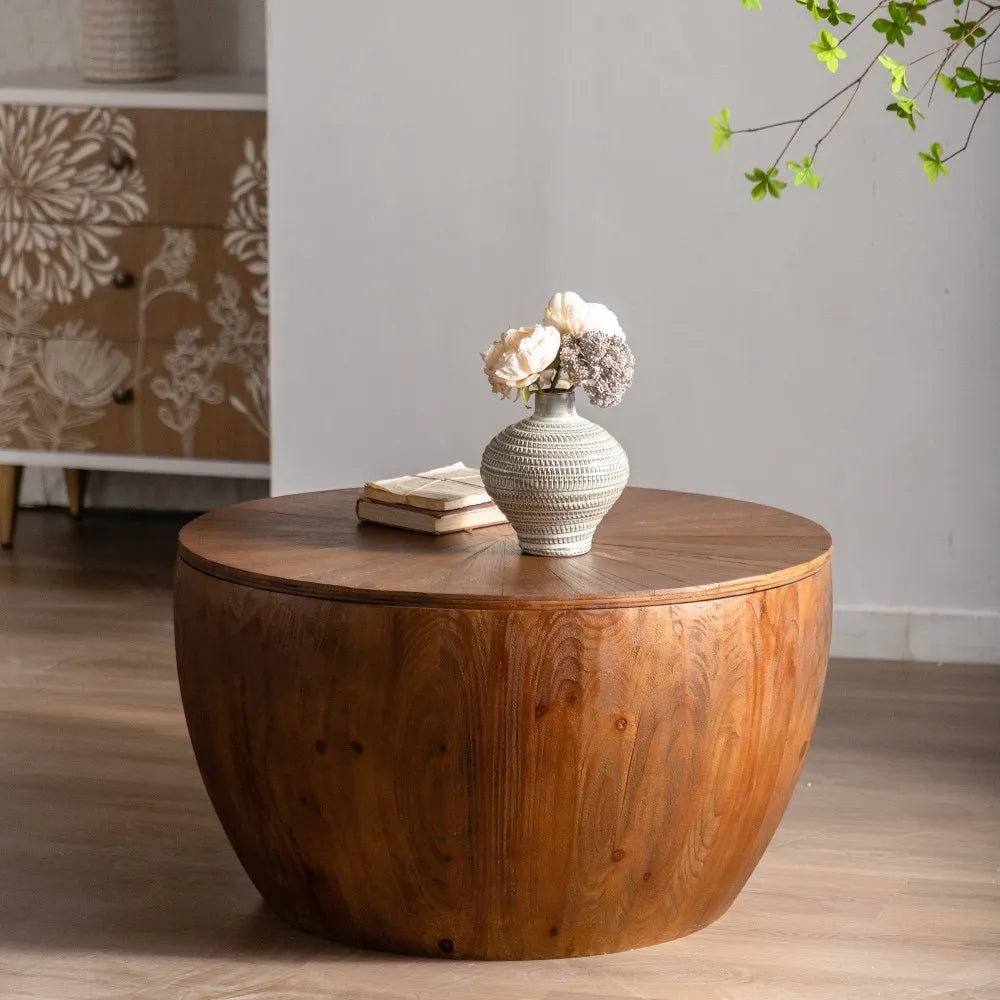 Vintage Style Bucket Shaped Coffee Table Set for Office, Dining Room and Living Room