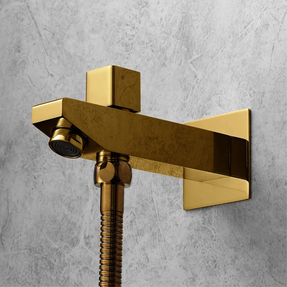 64 Colors LED Light Shower Head Music Shower System Gold Bathroom Faucets Body Jets Rain Shower Set