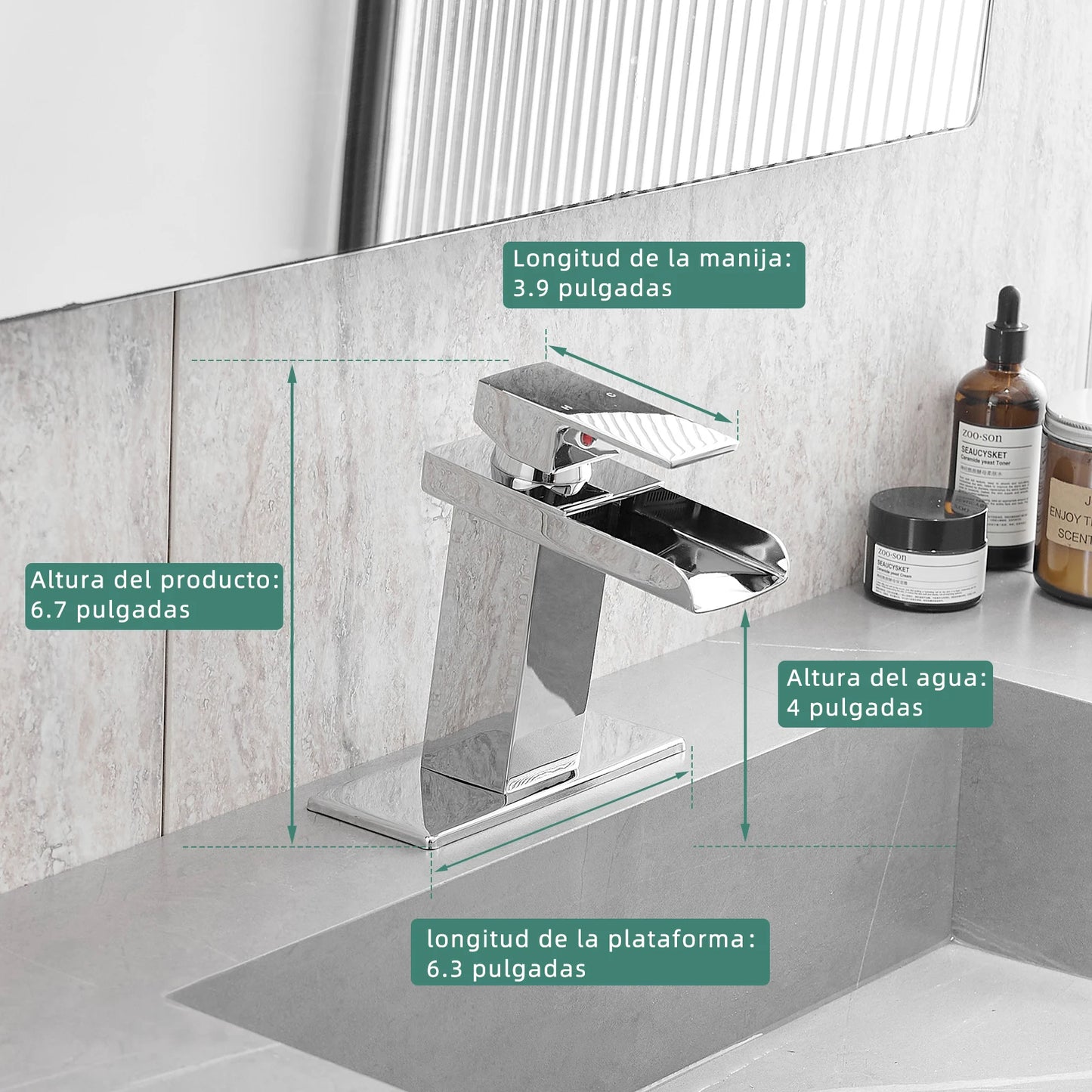 Modern Stainless Steel Brass Black Chrome Waterfall Basin Faucet Cold Hot Mixer Crane Sink Tap Square Bathroom Faucets