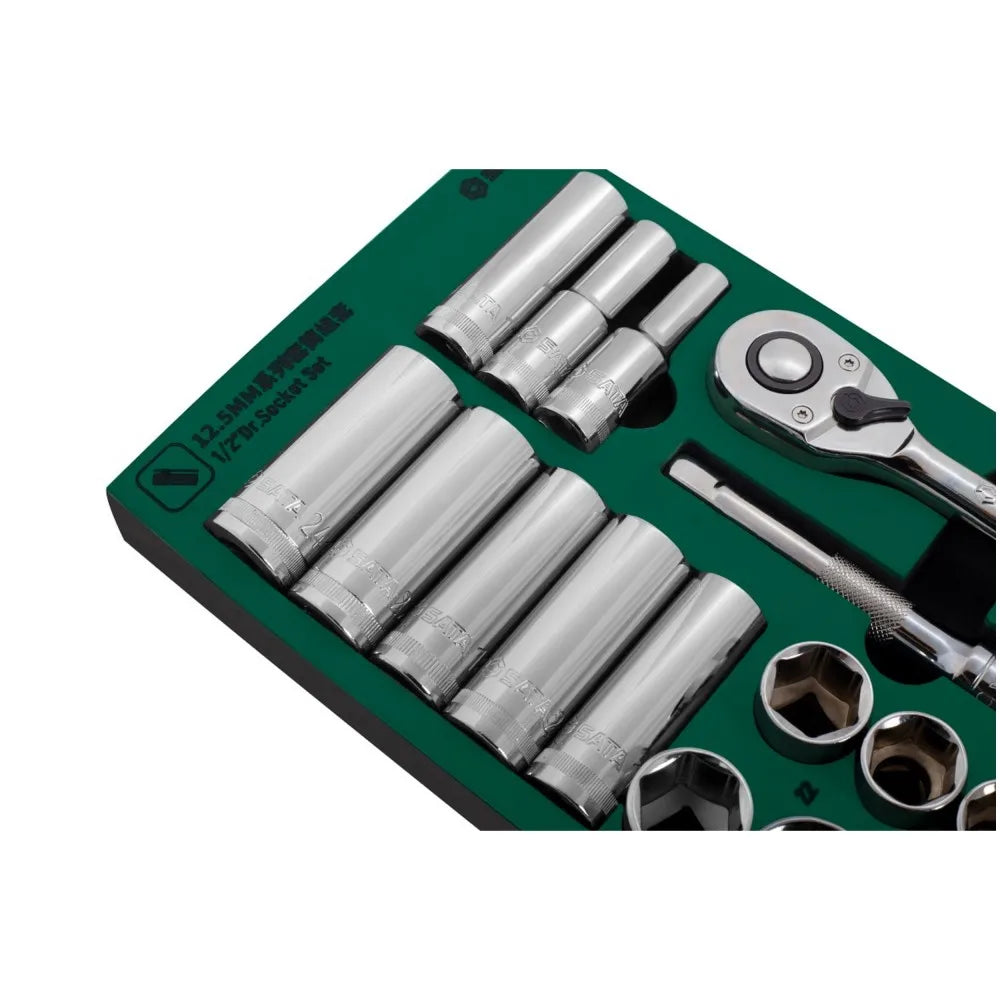 APEX USA 27-Piece 1/2\" Drive Socket Set Hand-Power Tools Made of EVA Material Factory Workshop with Hard Case Packaging