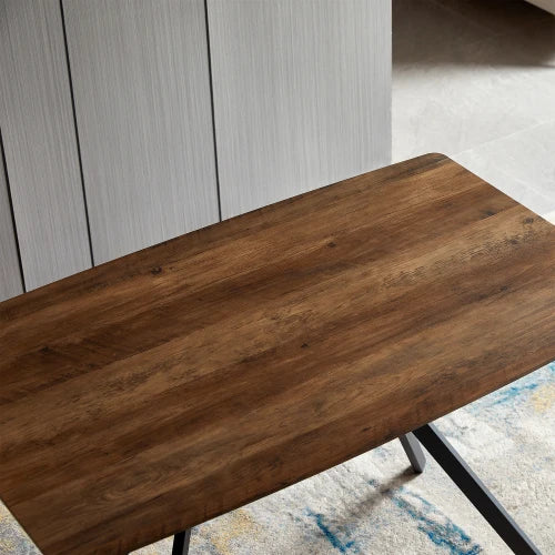 Simple wood Dining Table with Metal Leg Eco-friendly Dining Table Set