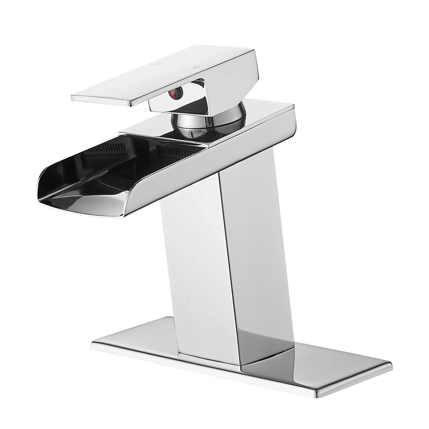 Modern Stainless Steel Brass Black Chrome Waterfall Basin Faucet Cold Hot Mixer Crane Sink Tap Square Bathroom Faucets
