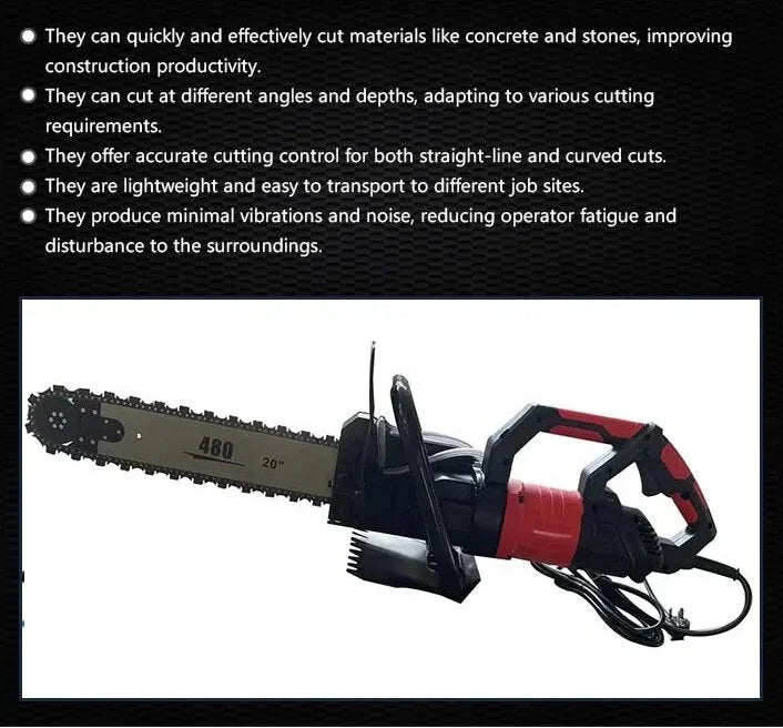 Wall Concrete Saw Building Cement Cutter Hand Held Cutting Diamond Chainsaw Electric Power Saw