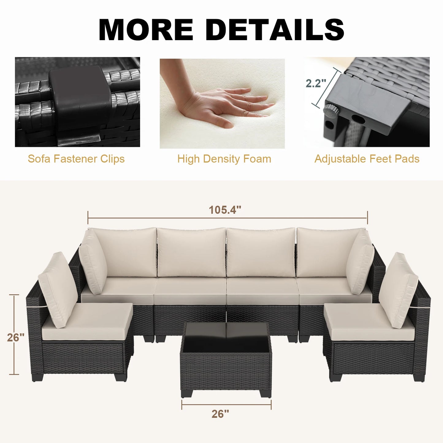7-piece Sofa Custom Modular Combination Rattan Garden