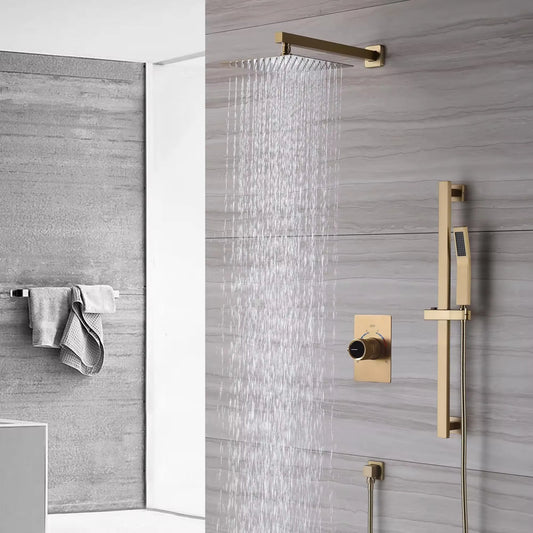 Wall Mounted Bathroom Faucets Rain Shower Set With Head Shower