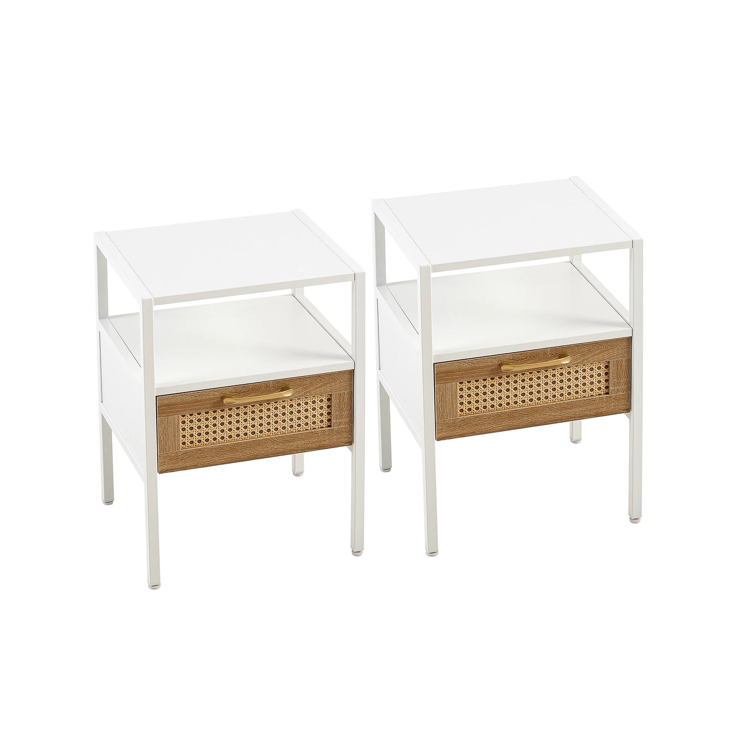 Wooden Side Table Set 2 Pieces Modern Wooden Nightstand with Drawer for Bedroom Living Room square Side Table