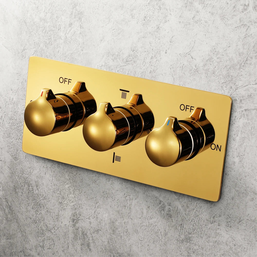 64 Colors LED Light Shower Head Music Shower System Gold Bathroom Faucets Body Jets Rain Shower Set