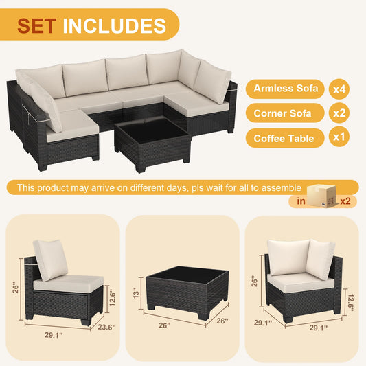 7-piece Sofa Custom Modular Combination Rattan Garden