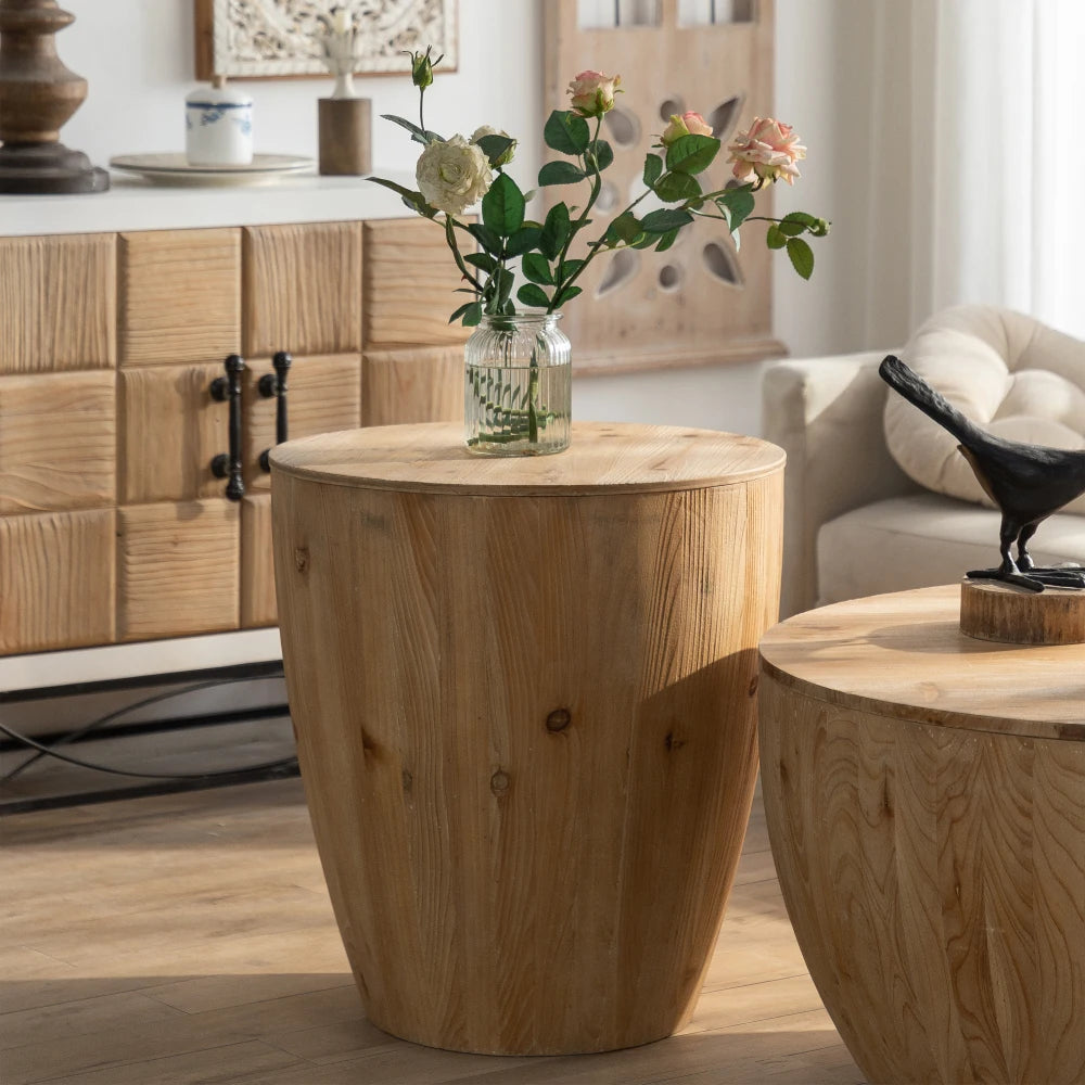 Vintage Style Bucket Shaped Coffee Table Set for Office, Dining Room and Living Room