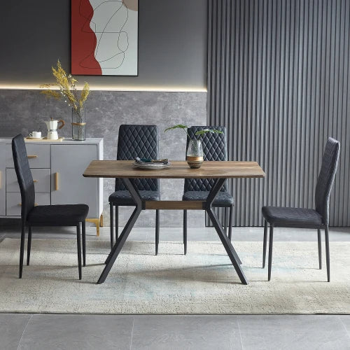 Simple wood Dining Table with Metal Leg Eco-friendly Dining Table Set