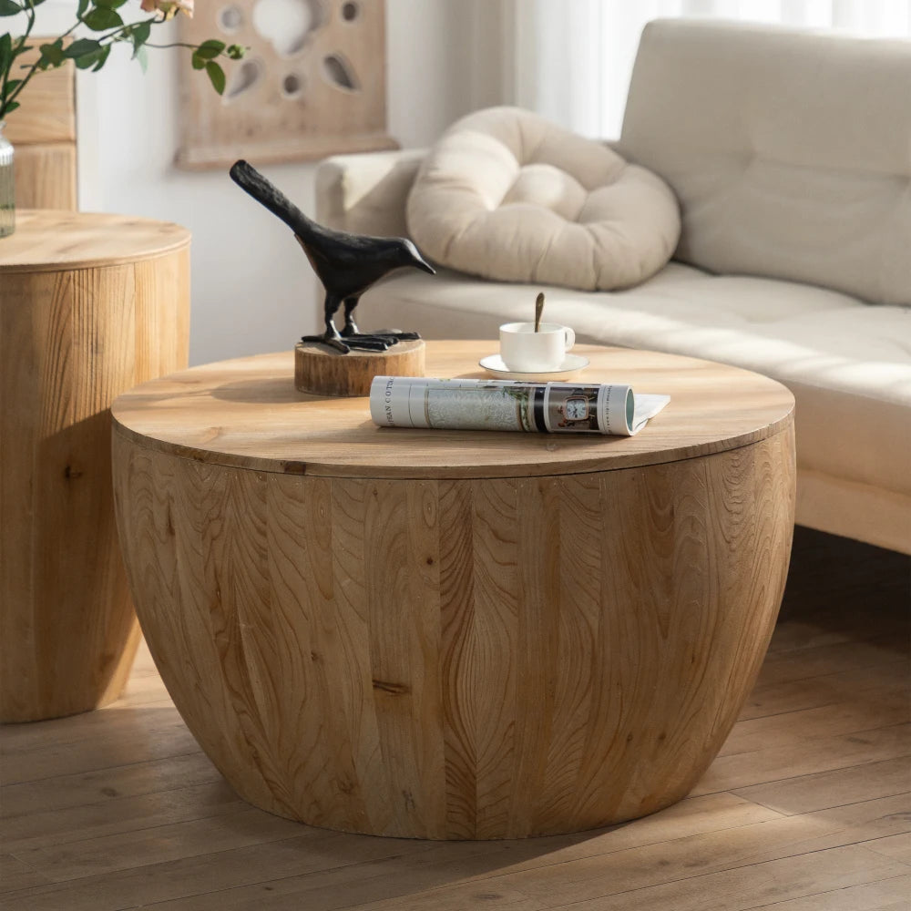 Vintage Style Bucket Shaped Coffee Table Set for Office, Dining Room and Living Room