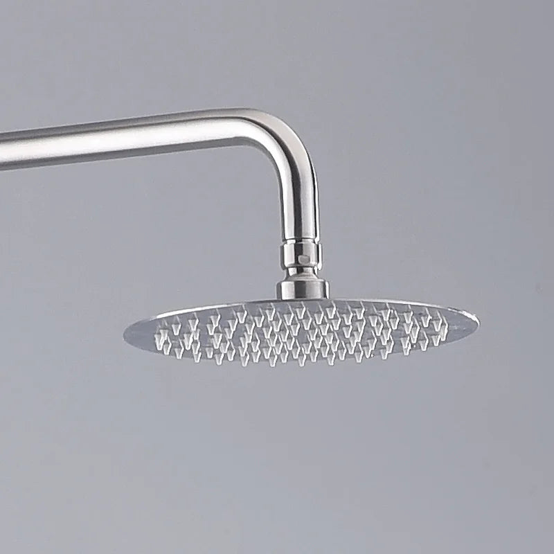 Modern Contemporary Wall-Mounted Rain Shower Massage Jet Head Hardware Sets Stainless Steel Brushed Finish for Bathroom Faucets