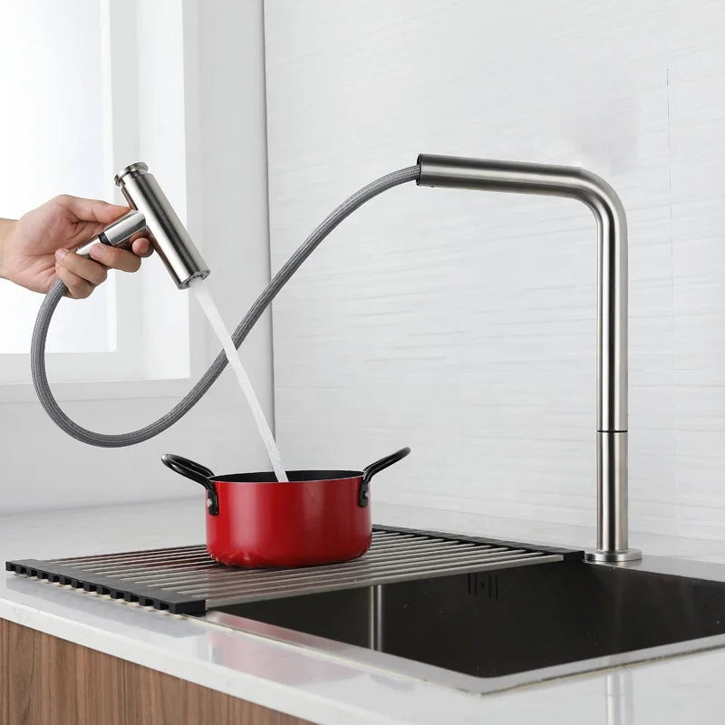 304 Stainless Steel Kitchen Mixer Tap Put Out Sprayer Kitchen Faucets