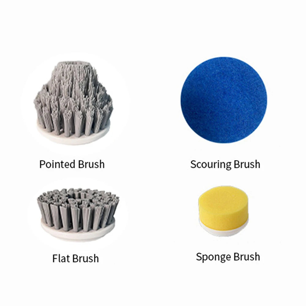 Rotary Electric Scrubber 4 Replaceable Heads New Plastic Design for Efficient Cleaning Bathroom Kitchen Sink Battery Level