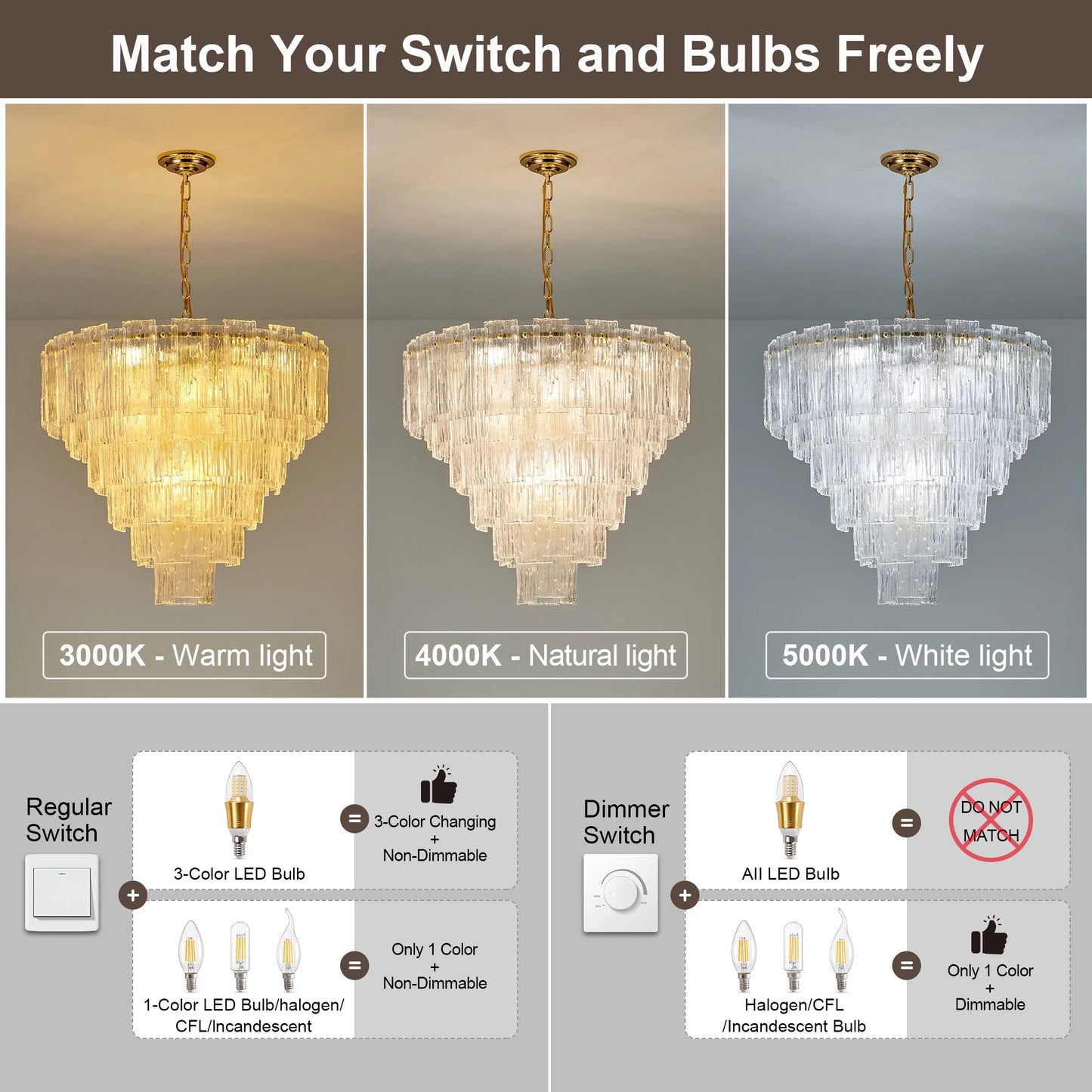 Crystal Chandeliers Candle Pendant Ceiling Light Fixture for Dining Room Living Room Kitchen Bedroom Hallway Entry D25