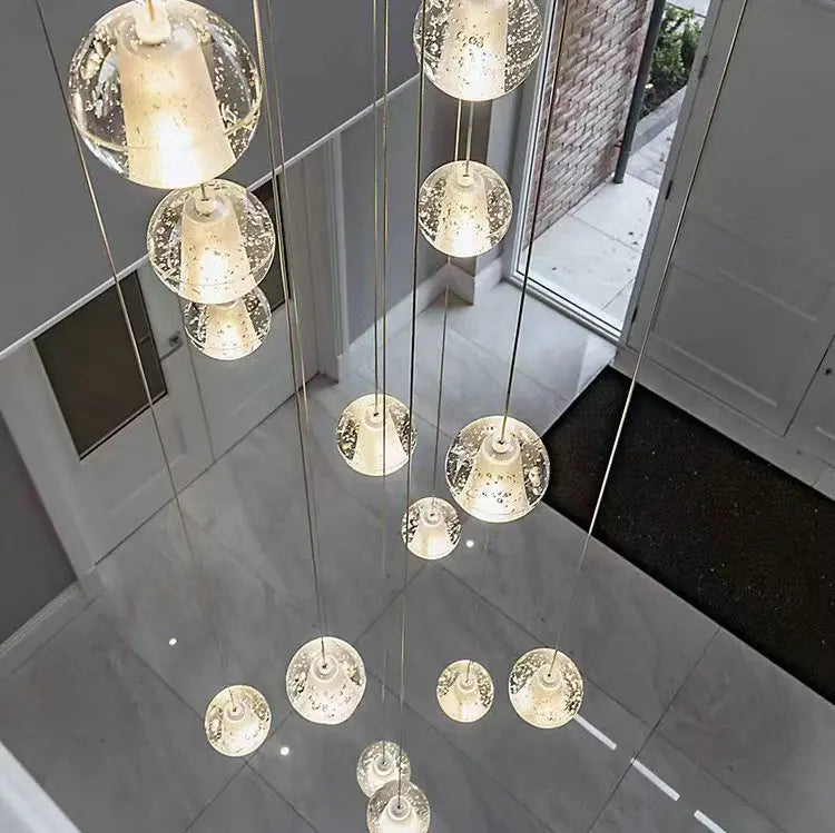 Modern 14-Ball Crystal Bubbles LED Chandeliers Indoor Lighting for Home Kitchen Living Room and Staircase for Home Office