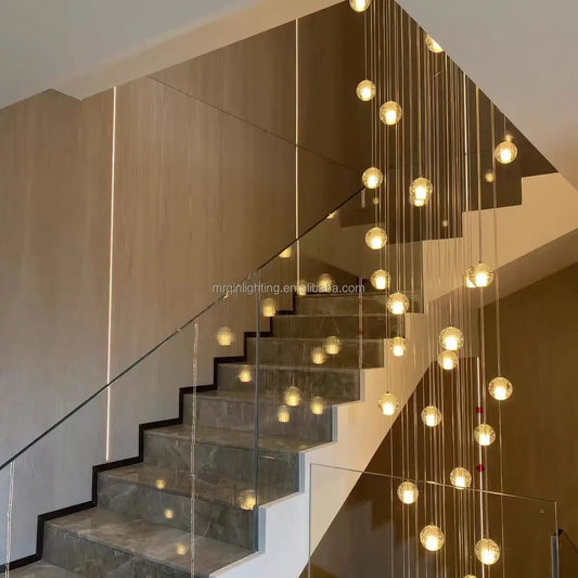 Modern 14-Ball Crystal Bubbles LED Chandeliers Indoor Lighting for Home Kitchen Living Room and Staircase for Home Office