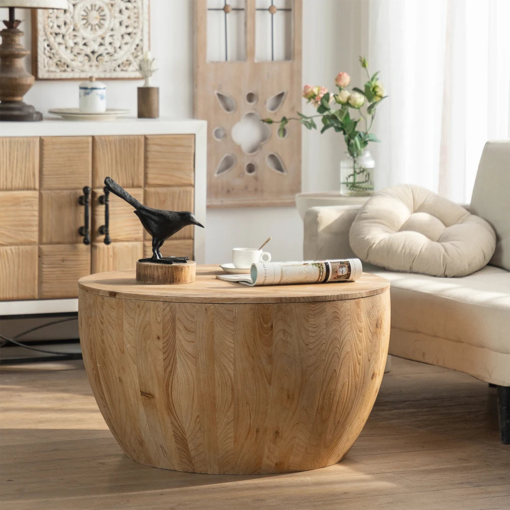 Vintage Style Bucket Shaped Coffee Table Set for Office, Dining Room and Living Room