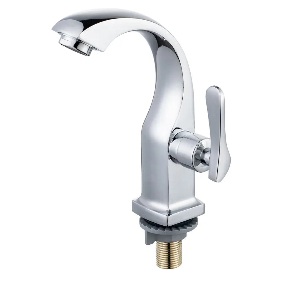 Single Cold Bathroom Faucets Zinc Basin Faucets for Bangladesh and Pakistan Zinc Handle Basin Faucet Deck Mounted