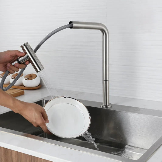 304 Stainless Steel Kitchen Mixer Tap Put Out Sprayer Kitchen Faucets