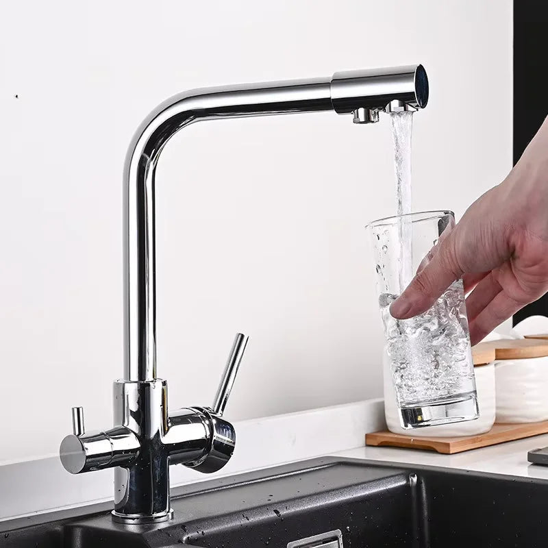 Brass Water Purifier Sink Mixer Tap Faucet Filter 3 Way Contemporary Kitchen Faucets