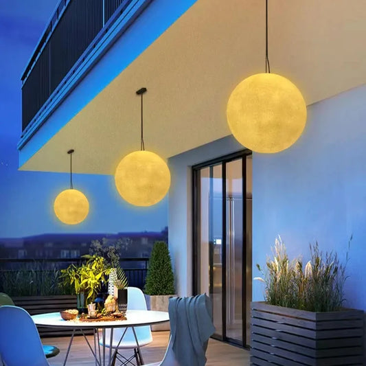 Fibre Moon Chandeliers for Restaurant Landscape Ambient Lamp for Dining Table Shopping Mall Decor Feature with Waterproof LED PE