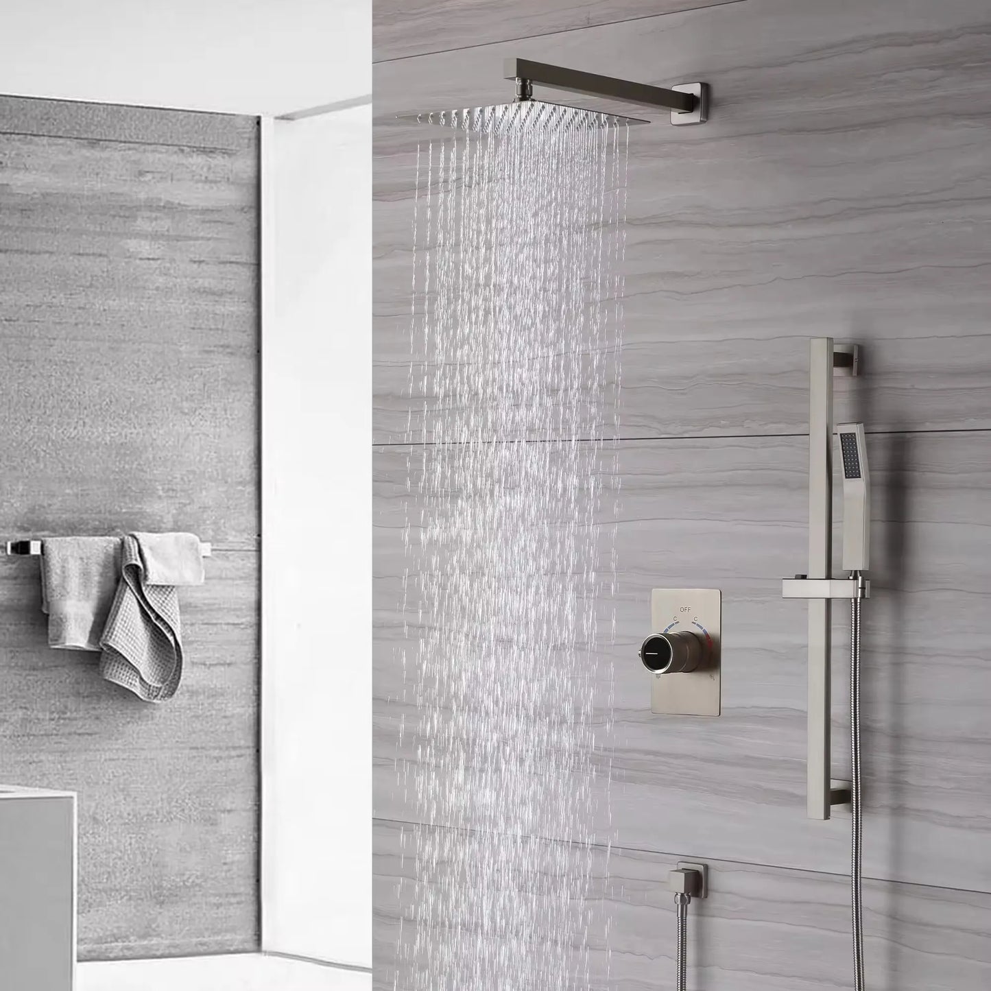 Wall Mounted Bathroom Faucets Rain Shower Set With Head Shower