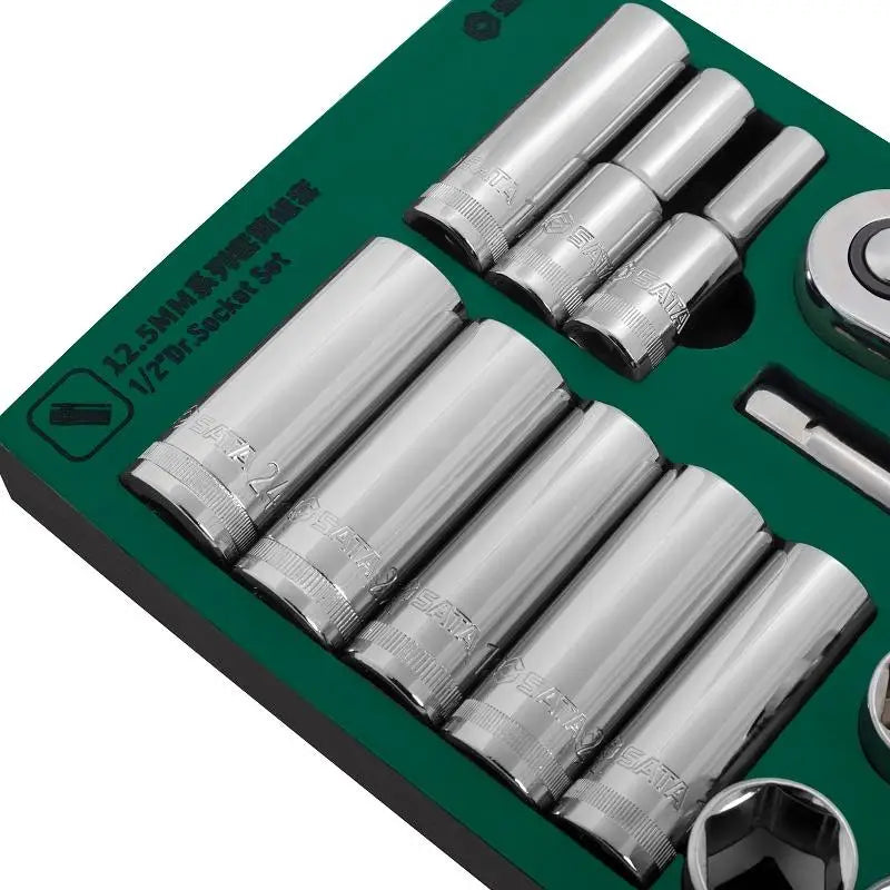 APEX USA 27-Piece 1/2\" Drive Socket Set Hand-Power Tools Made of EVA Material Factory Workshop with Hard Case Packaging