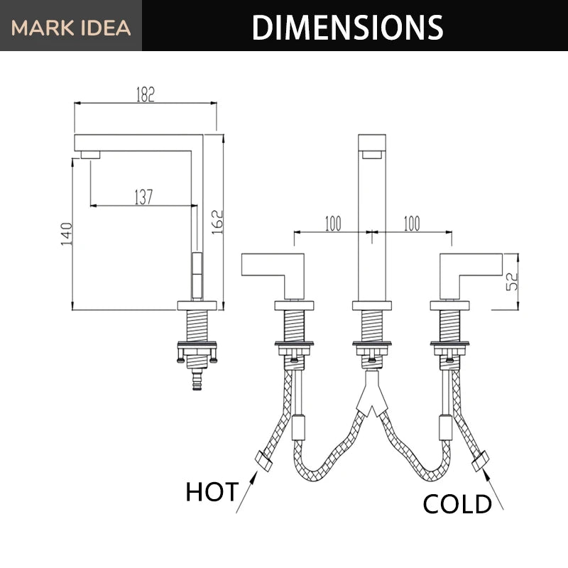Modern Design Brass Deck Mounted 3 Holes Basin Mixer Faucet Brushed Nickel 2 Handle Bathroom Faucet Bathroom Sink Faucet