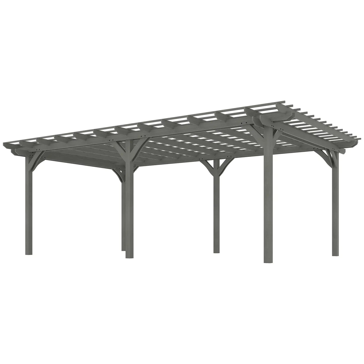 12' X 20' Gray Outdoor Wood Pergola Stable Structure Gazebo Pavilion