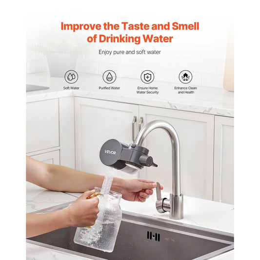 Faucet Mount Water Filter Sink Water Purifier for Kitchen Horizontal Gray