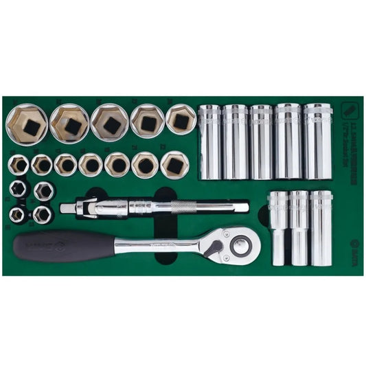 APEX USA  27-Piece 1/2\" Drive Socket Set Hand-Power Tools Made of EVA Material Factory Workshop with Hard Case Packaging