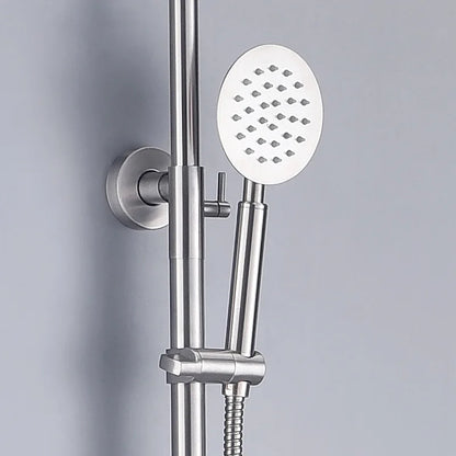 Modern Contemporary Wall-Mounted Rain Shower Massage Jet Head Hardware Sets Stainless Steel Brushed Finish for Bathroom Faucets