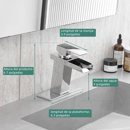 Modern Stainless Steel Brass Black Chrome Waterfall Basin Faucet Cold Hot Mixer Crane Sink Tap Square Bathroom Faucets
