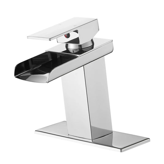 Modern Stainless Steel Brass Black Chrome Waterfall Basin Faucet Cold Hot Mixer Crane Sink Tap Square Bathroom Faucets