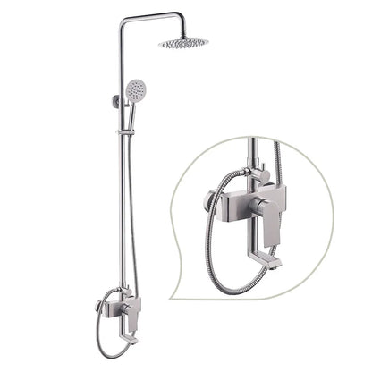 Modern Contemporary Wall-Mounted Rain Shower Massage Jet Head Hardware Sets Stainless Steel Brushed Finish for Bathroom Faucets