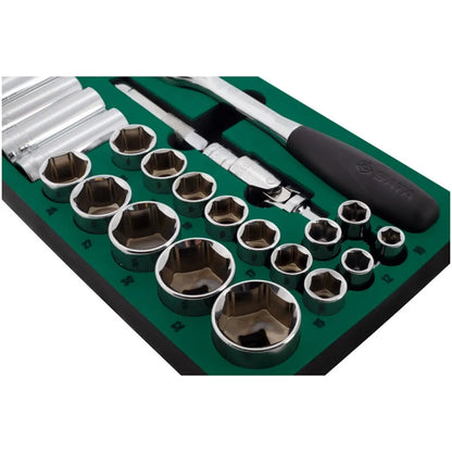 APEX USA  27-Piece 1/2\" Drive Socket Set Hand-Power Tools Made of EVA Material Factory Workshop with Hard Case Packaging