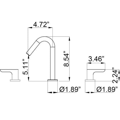 Three Hole Double Handle Bathroom Sink Faucet