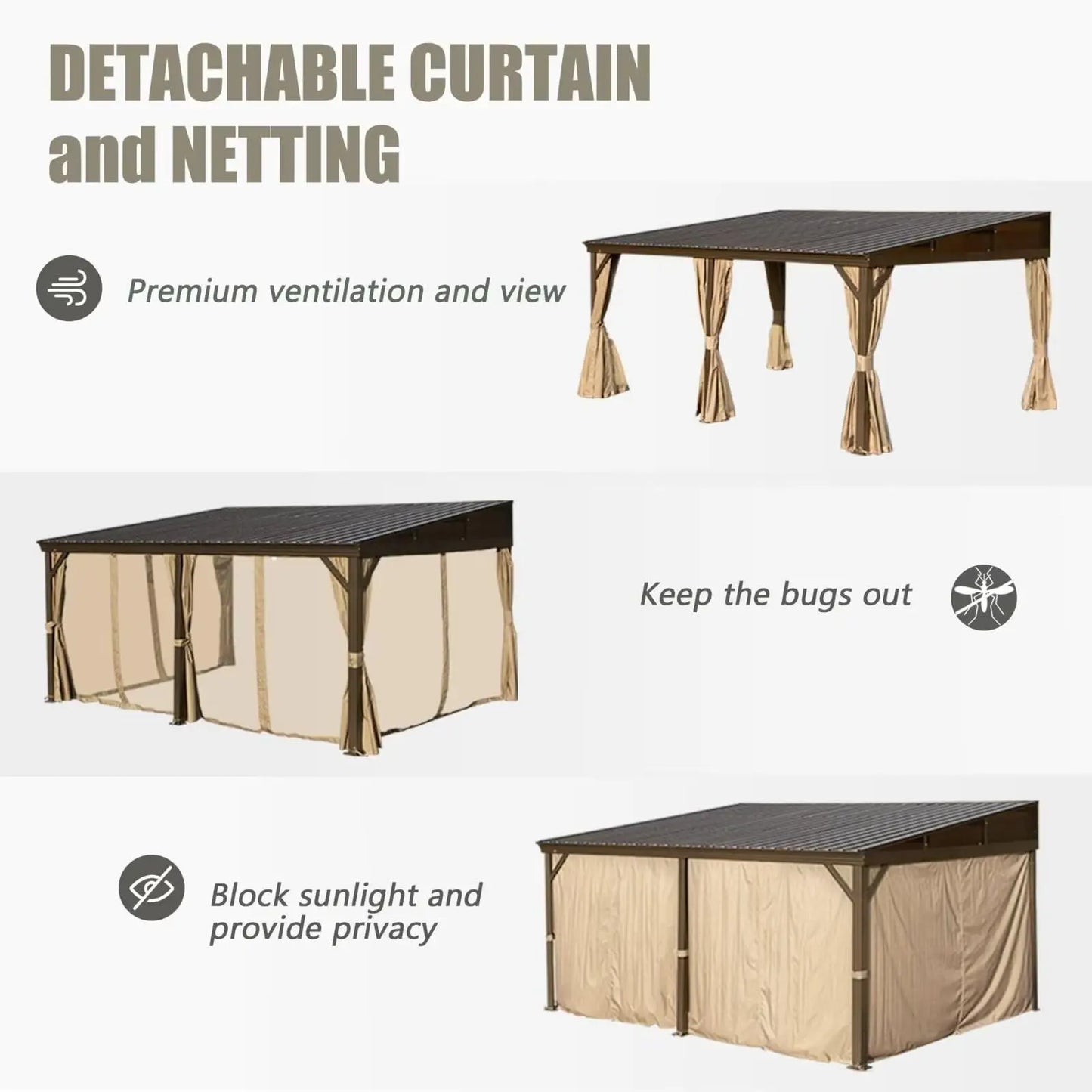 12X16FT Metal Frame Patio Gazebo