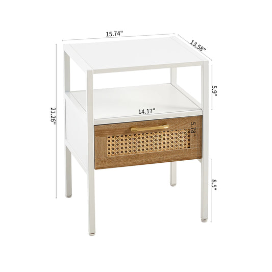 Wooden Side Table Set 2 Pieces Modern Wooden Nightstand with Drawer for Bedroom Living Room square Side Table