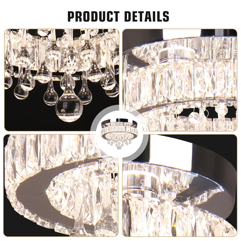 Dimmable Crystal Chandeliers for Living Room Ceiling Light Chandelier Round Luxury Chandelier Led Ceiling Lamp