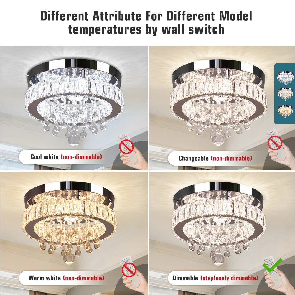 Dimmable Crystal Chandeliers for Living Room Ceiling Light Chandelier Round Luxury Chandelier Led Ceiling Lamp