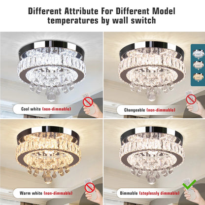 Dimmable Crystal Chandeliers for Living Room Ceiling Light Chandelier Round Luxury Chandelier Led Ceiling Lamp