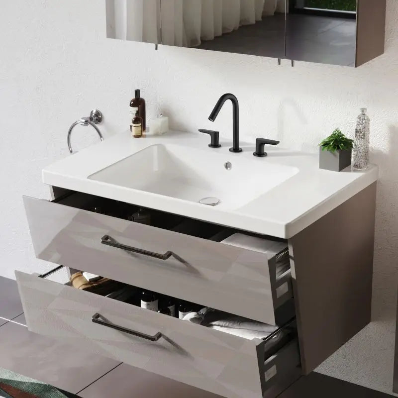 Three Hole Double Handle Bathroom Sink Faucet