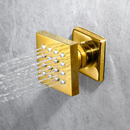 64 Colors LED Light Shower Head Music Shower System Gold Bathroom Faucets Body Jets Rain Shower Set