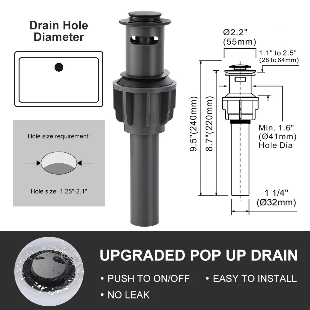 Black and Gold 8 Inch Widespread Bathroom Faucet with Drain