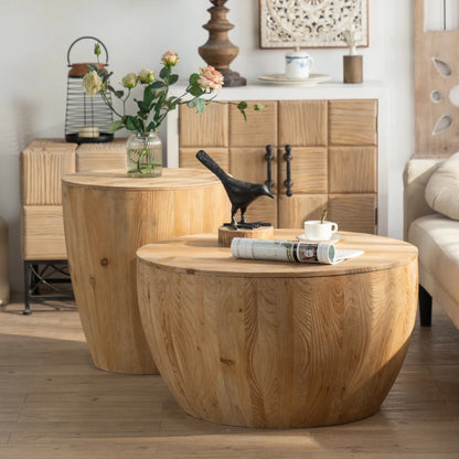 Vintage Style Bucket Shaped Coffee Table Set for Office, Dining Room and Living Room