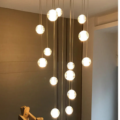 Modern 14-Ball Crystal Bubbles LED Chandeliers Indoor Lighting for Home Kitchen Living Room and Staircase for Home Office