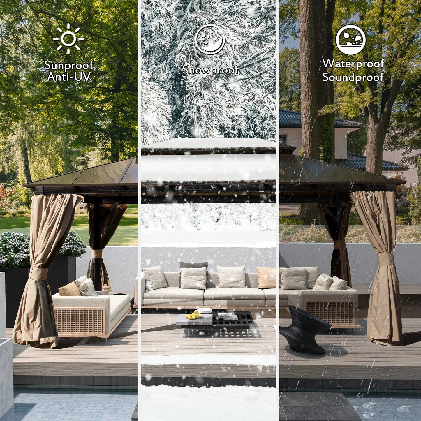 Outdoor Aluminum Frame Hardtop Gazebo