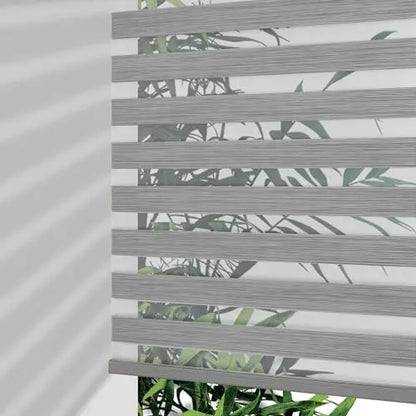 Cordless Zebra Blinds (Pro Upgrade), Dual Layer Light Control Zebra Blinds for Windows, Light-Proof Aluminum Cover, Free-Stop